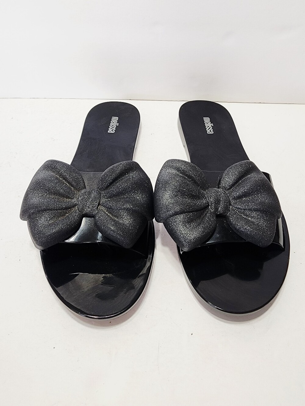 Melissa Black Bow Slide Sandals Size 9 - Picture 3 of 6